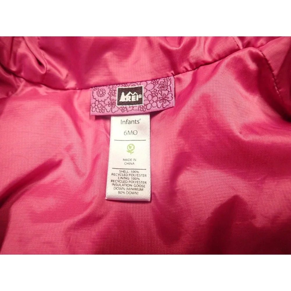 REI Bunting‎ Snowsuit Girls 6M Pink Excellent Down Insulated Quilted Hooded